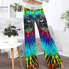 Nightmare TieDye Theme Women's High-waisted Wide Leg Pants | Wonder Skull