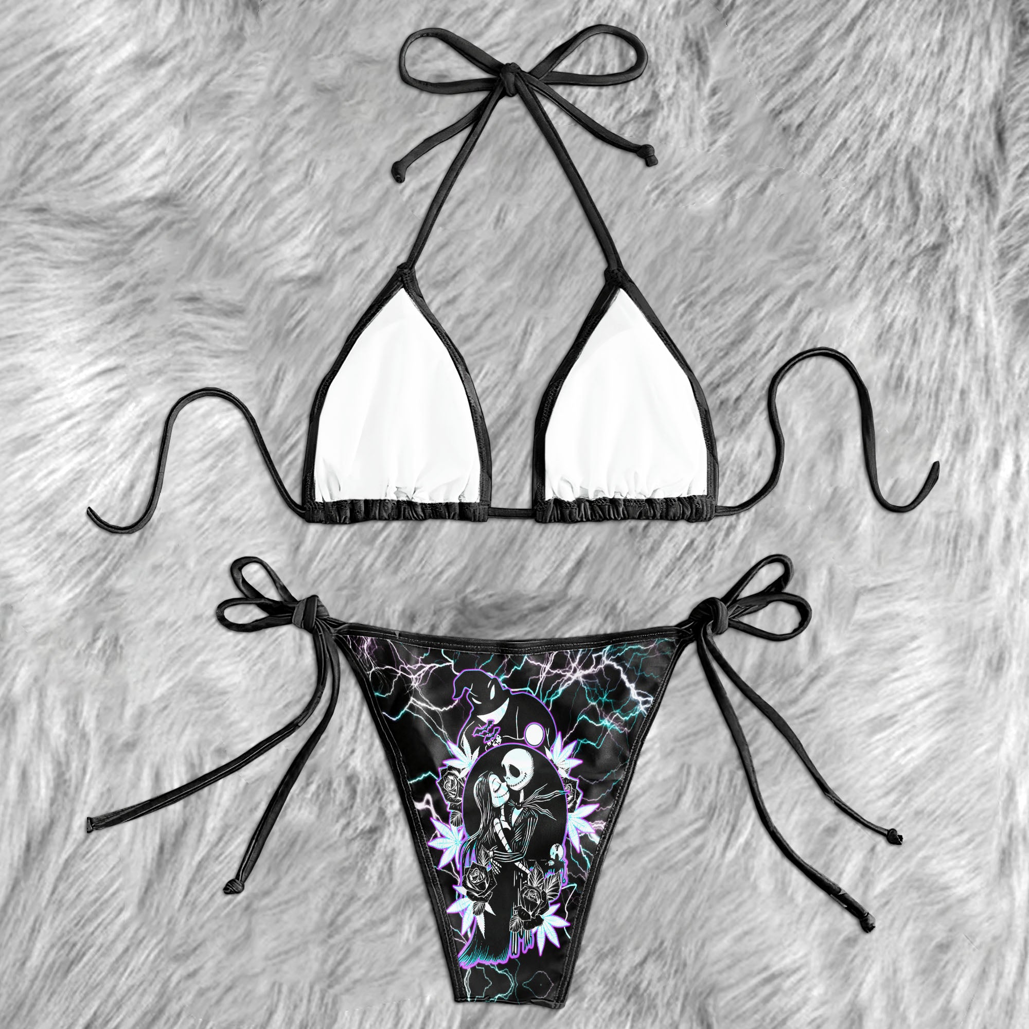 Neon Night Moon Leaf Micro Triangle Bikini Swimsuit