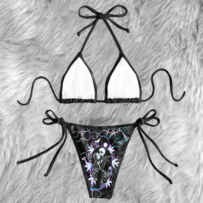 Neon Night Moon Leaf Micro Triangle Bikini Swimsuit