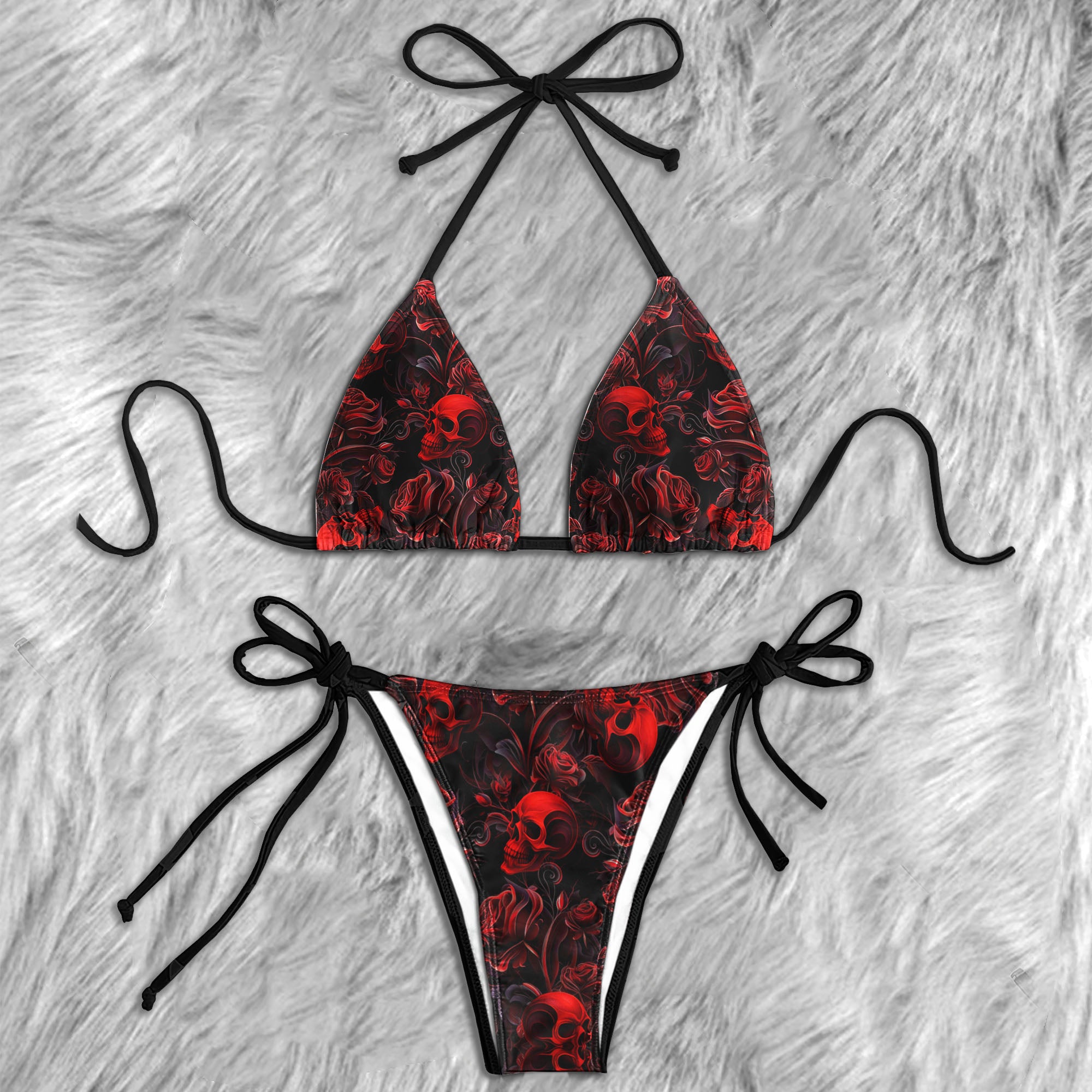 Dark Romance Skeleton Art Micro Triangle Bikini Swimsuit