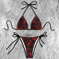 Dark Romance Skeleton Art Micro Triangle Bikini Swimsuit