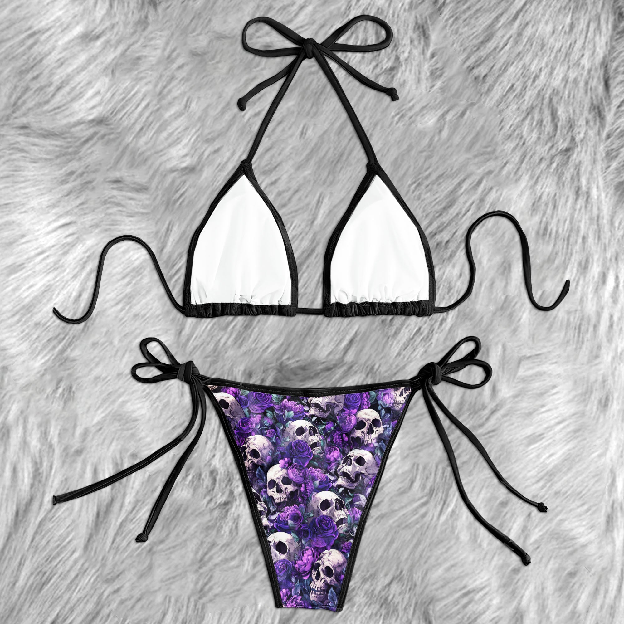 Violet Dark Romance Skull Micro Triangle Bikini Swimsuit