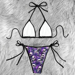 Violet Dark Romance Skull Micro Triangle Bikini Swimsuit