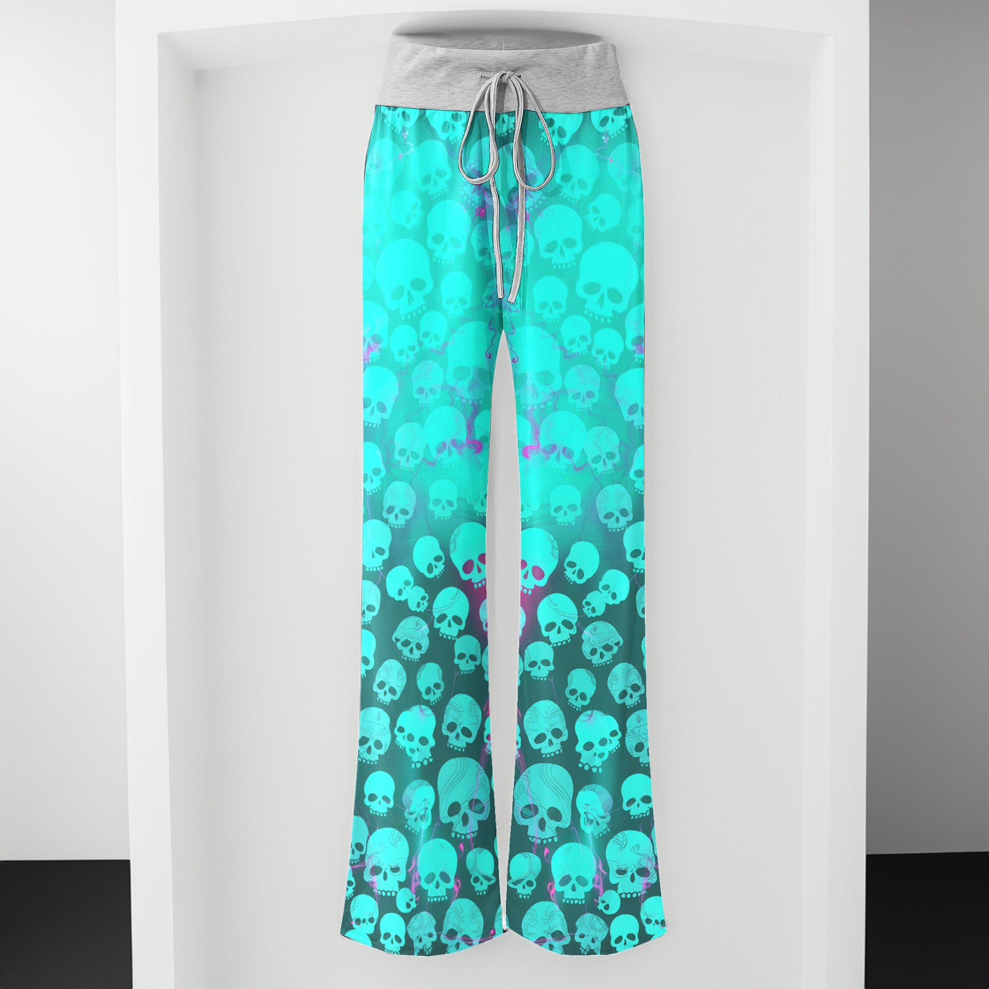 Red Velvet Skull Parade Women's High-waisted Wide Leg Pants