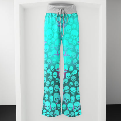 Red Velvet Skull Parade Women's High-waisted Wide Leg Pants