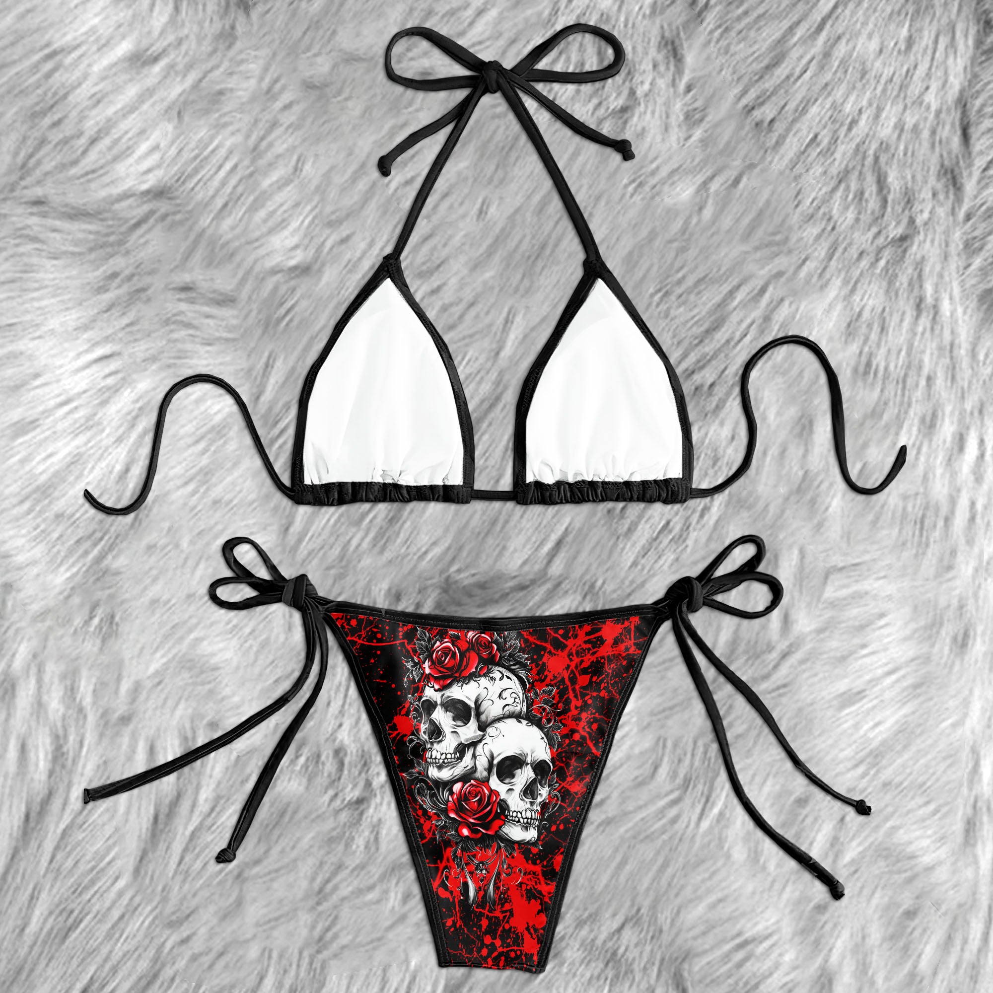 Midnight Rose Chaos Skull Micro Triangle Bikini Swimsuit
