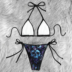 Gothic Butterfly Skull Garden Micro Triangle Bikini Swimsuit