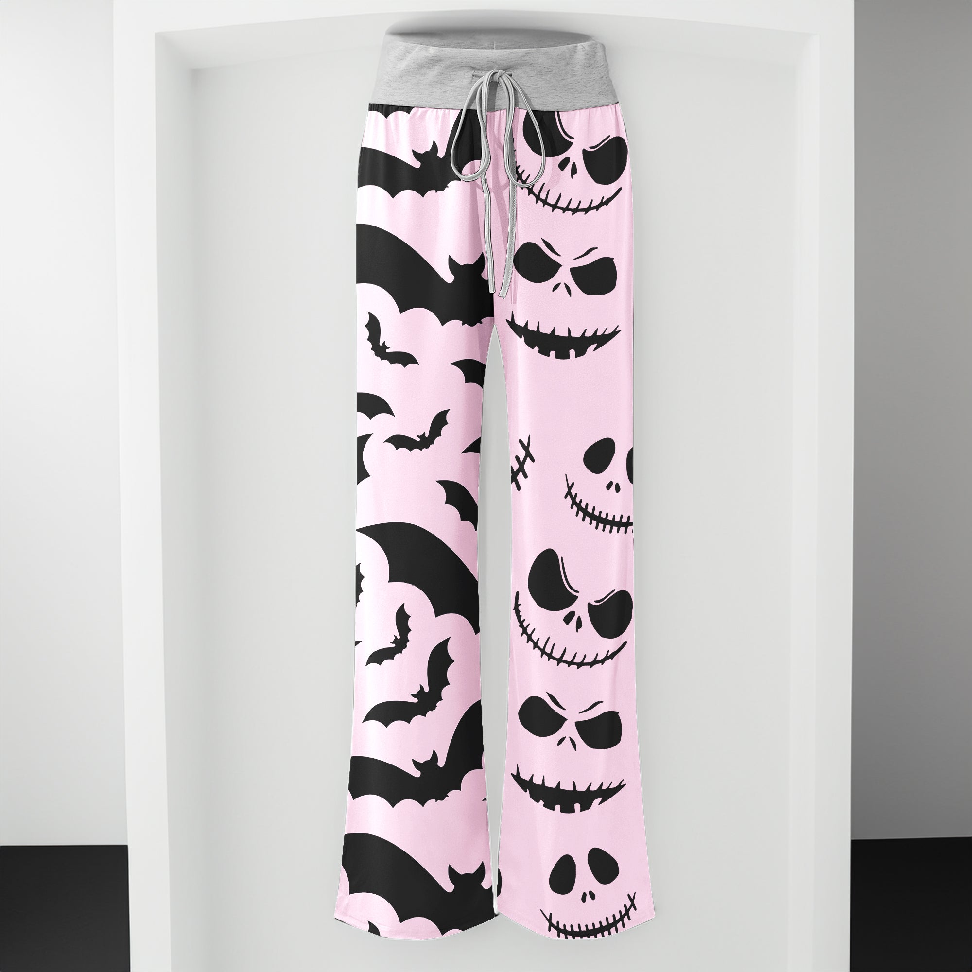 Blush & Bats Pattern Women's High-waisted Wide Leg Pants