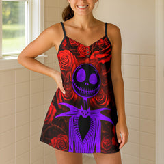 Royal Purple Skeleton Short Cami Dress