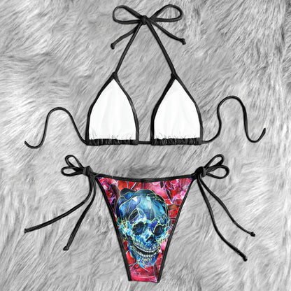 Abstract Skull Artwork Micro Triangle Bikini Swimsuit - Wonder Skull