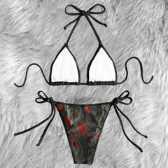 Grinning Red Bloom Micro Triangle Bikini Swimsuit