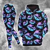 Gradient Twinkle Lip Skull Combo Hoodie and Leggings - Dark and edgy matching set with skull designs for a unique and stylish look.