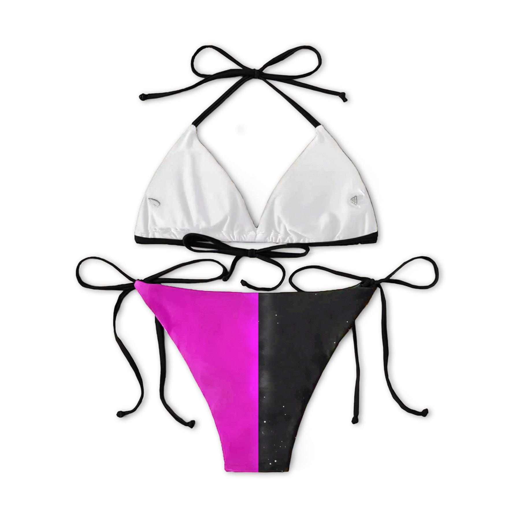 Double Block Color Emo Skull Gothic Micro Triangle Bikini Swimsuit - Wonder Skull