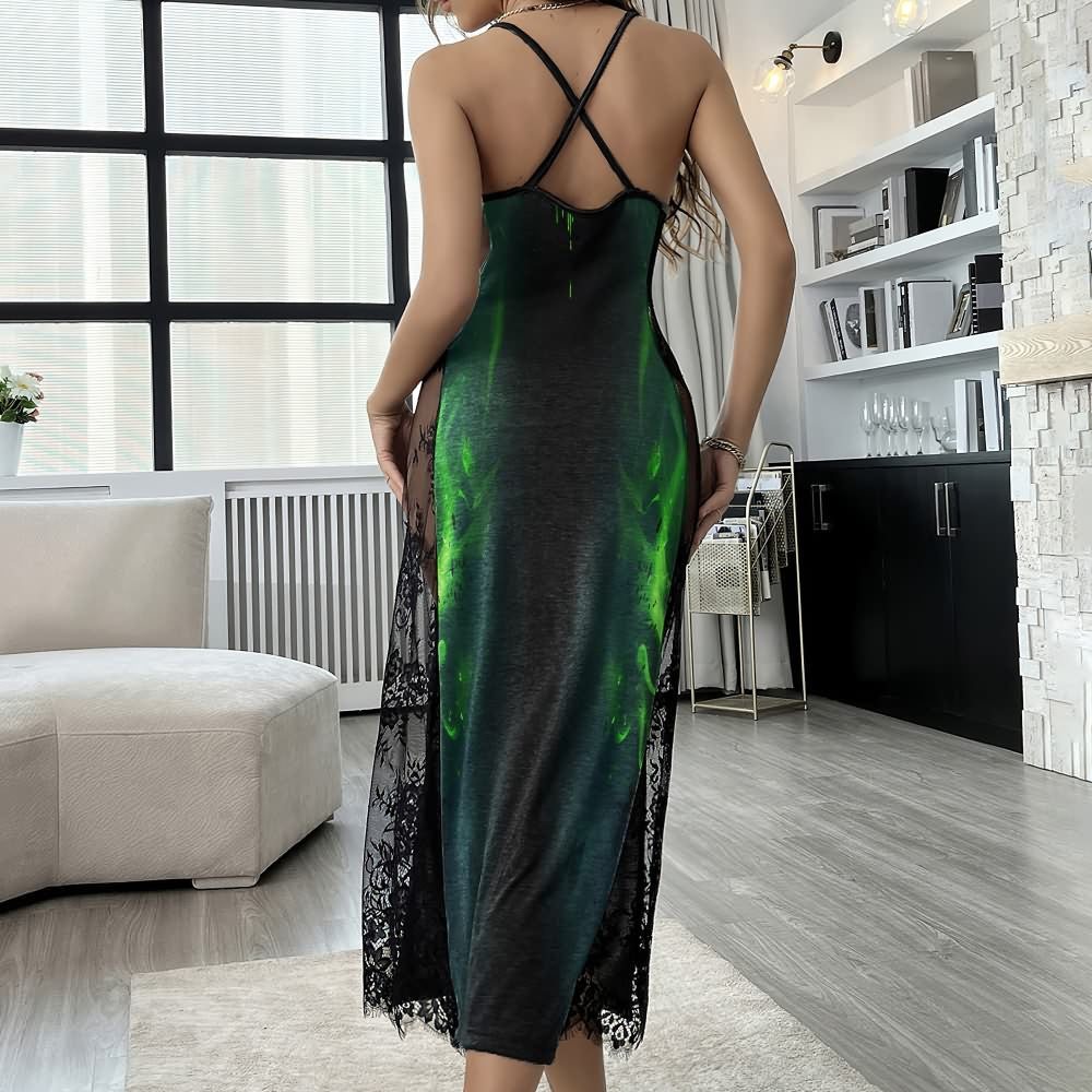 Green Skull Smoke Women's Lace Cami Sleepwear | Gothic, Punkrock, Lingerie for Women