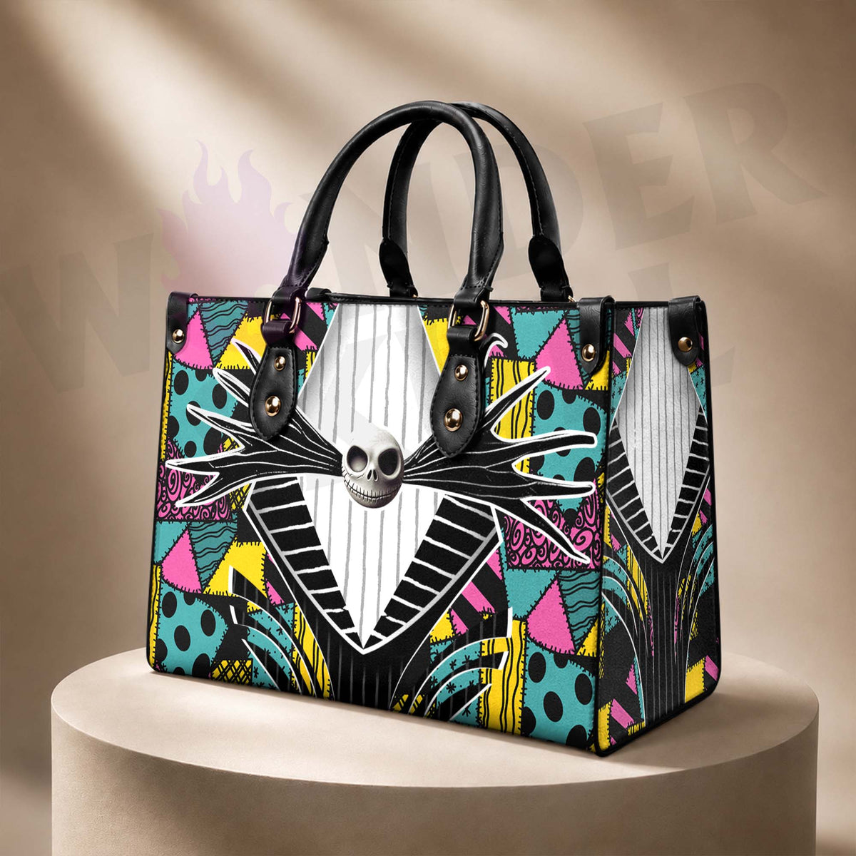 Wonder Skull structured tote bag solves the "I can't find anything in my bag" problem. The roomy interior fits your tablet, phone, wallet, water bottle, umbrella, and cosmetics — without the overstuffed look. Multiple interior pockets keep everything organized, so you're never digging around at checkout. Reinforced rivet corners and quality metal hardware ensure the bag holds up to daily use. Whether you're heading to work, running errands, or catching a flight, this tote keeps you looking put-together.