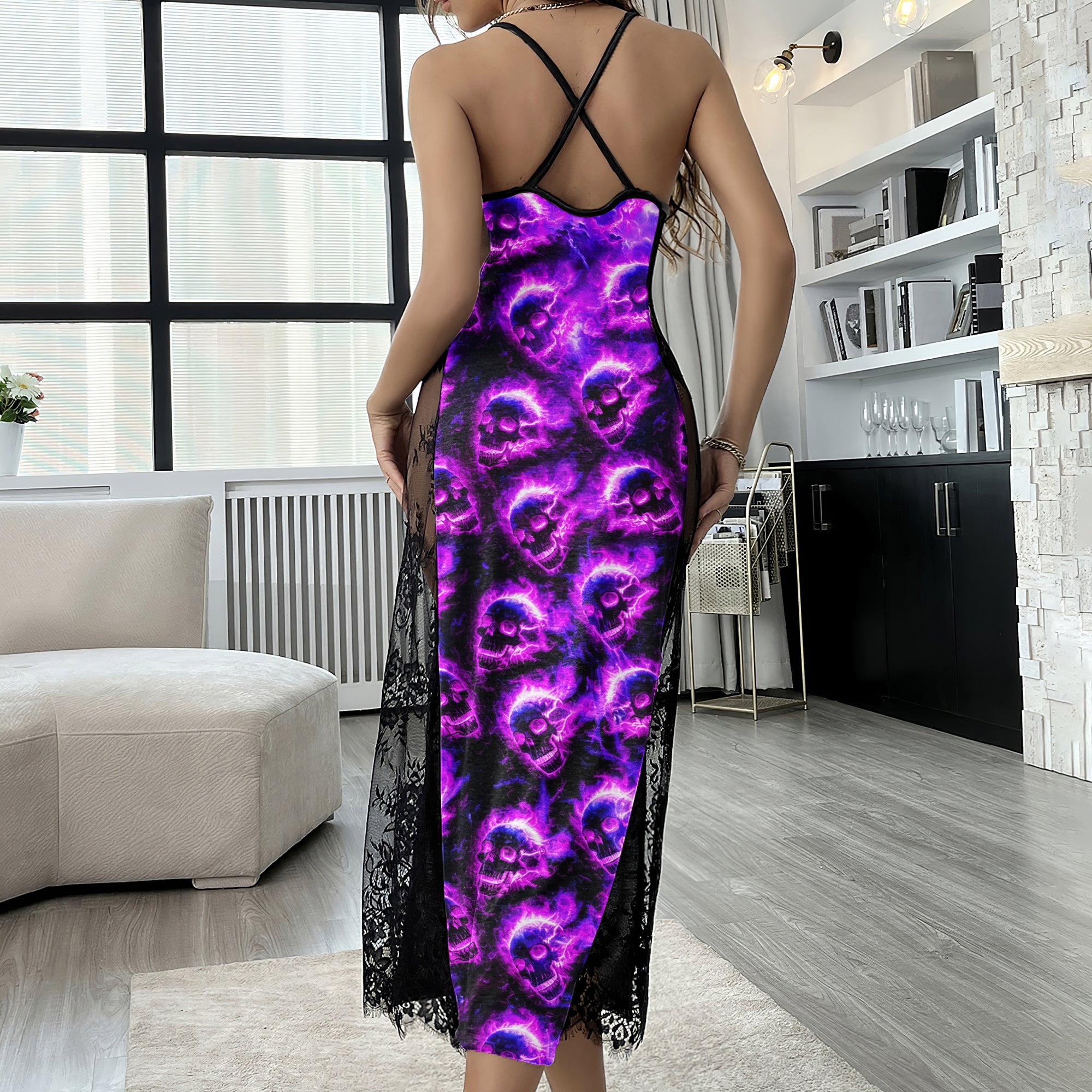 Violet Flame Skulls Lace Cami Sleepwear