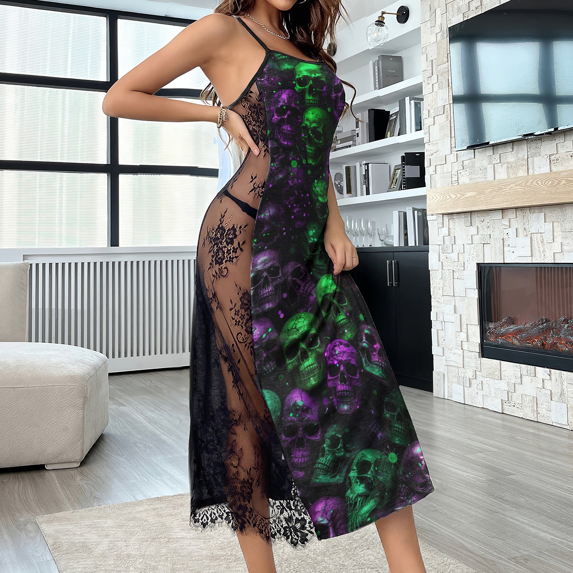 Chroma Skull Stack Drip Lace Cami Sleepwear