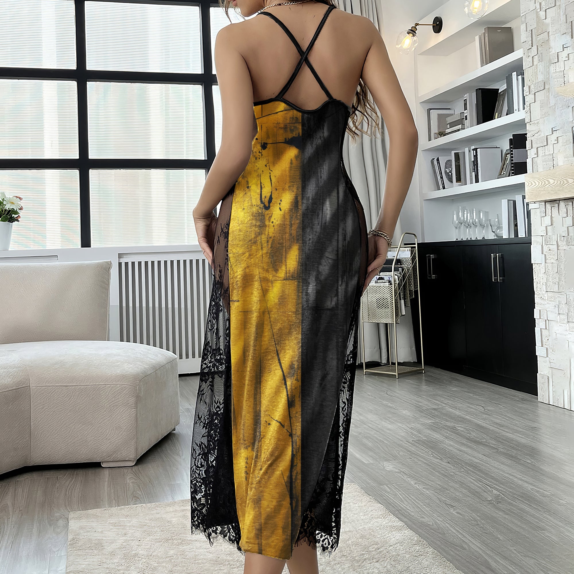 Split Skull Holographic Women's Lace Cami Sleepwear