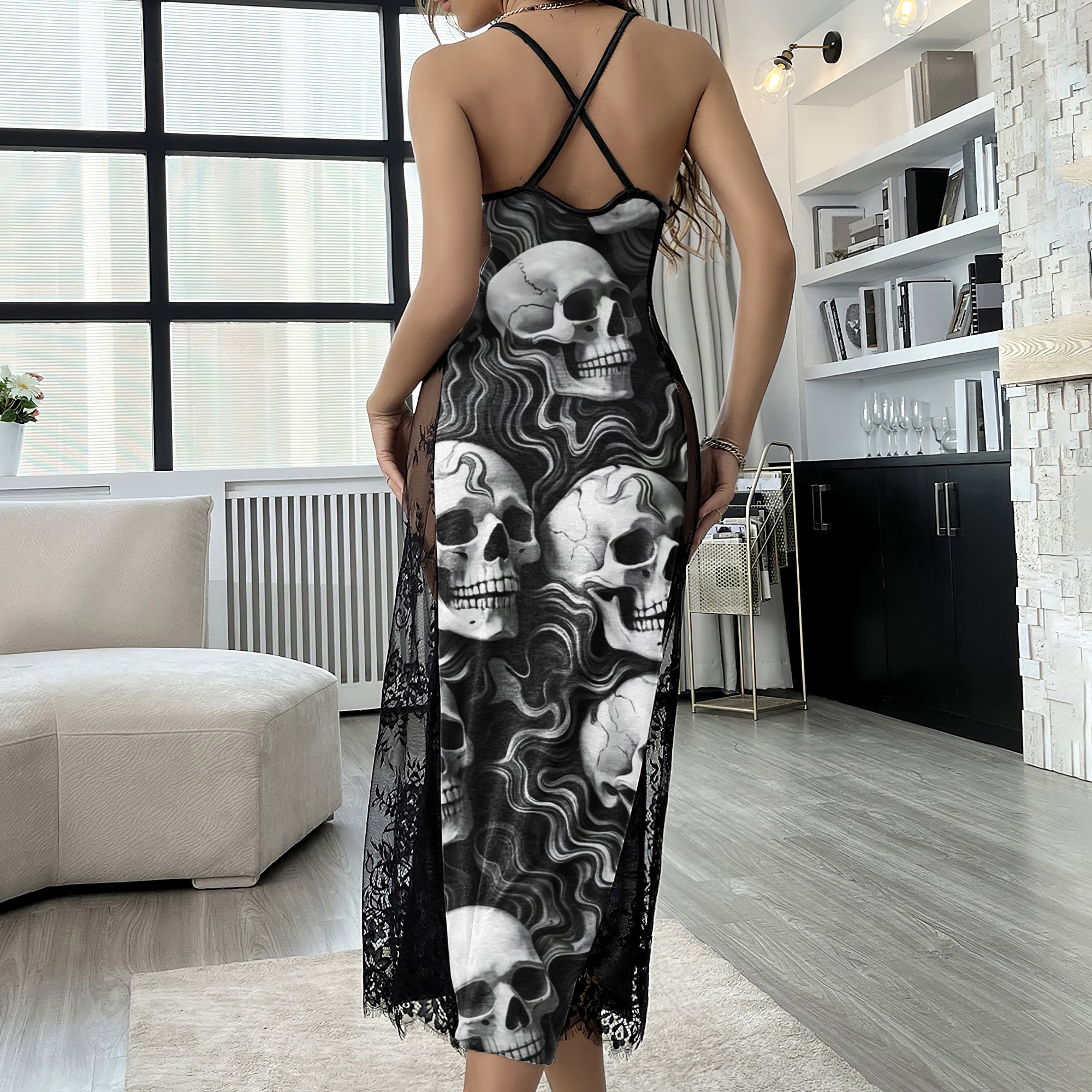 Skull Gothic Artwork Women's Lace Cami Sleepwear
