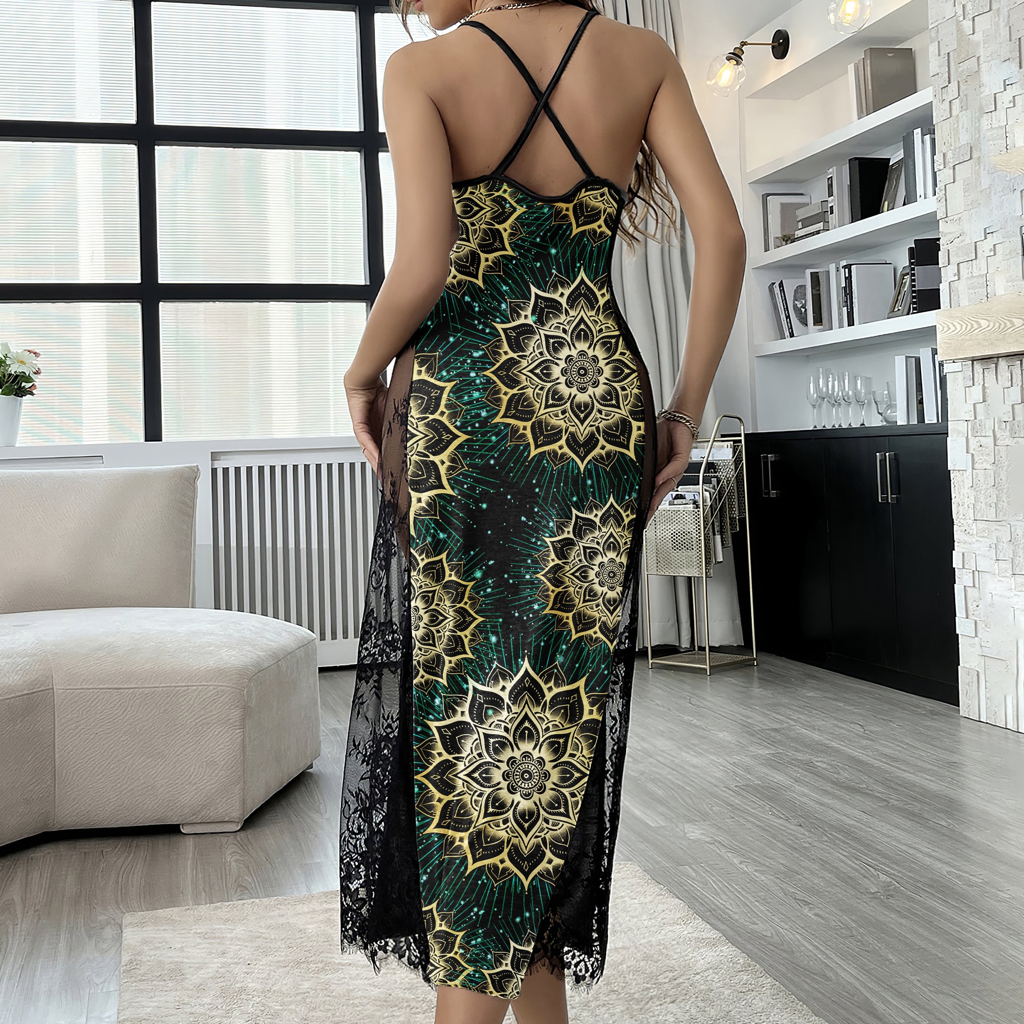 Mandala Sull Pattern Women's Lace Cami Sleepwear
