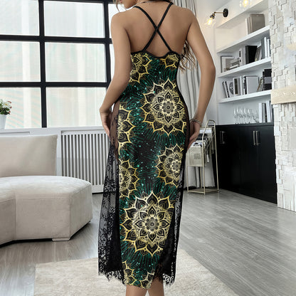 Mandala Sull Pattern Women's Lace Cami Sleepwear
