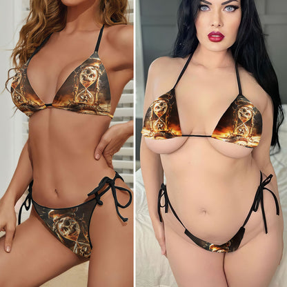 Dinosaur Skull Hourglass Micro Triangle Bikini Swimsuit - Wonder Skull