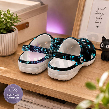 Wonder Skull Lightweight Clog Sandals are designed for all-day comfort. Featuring breathable ventilation holes, a cushioned footbed, and a pivoting heel strap, these versatile unisex clogs are perfect for use at home, outdoors, or at work — whatever your profession may be.