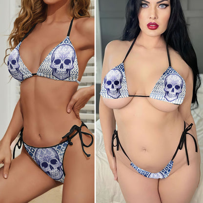Aztec Skull Art Micro Triangle Bikini Swimsuit - Wonder Skull