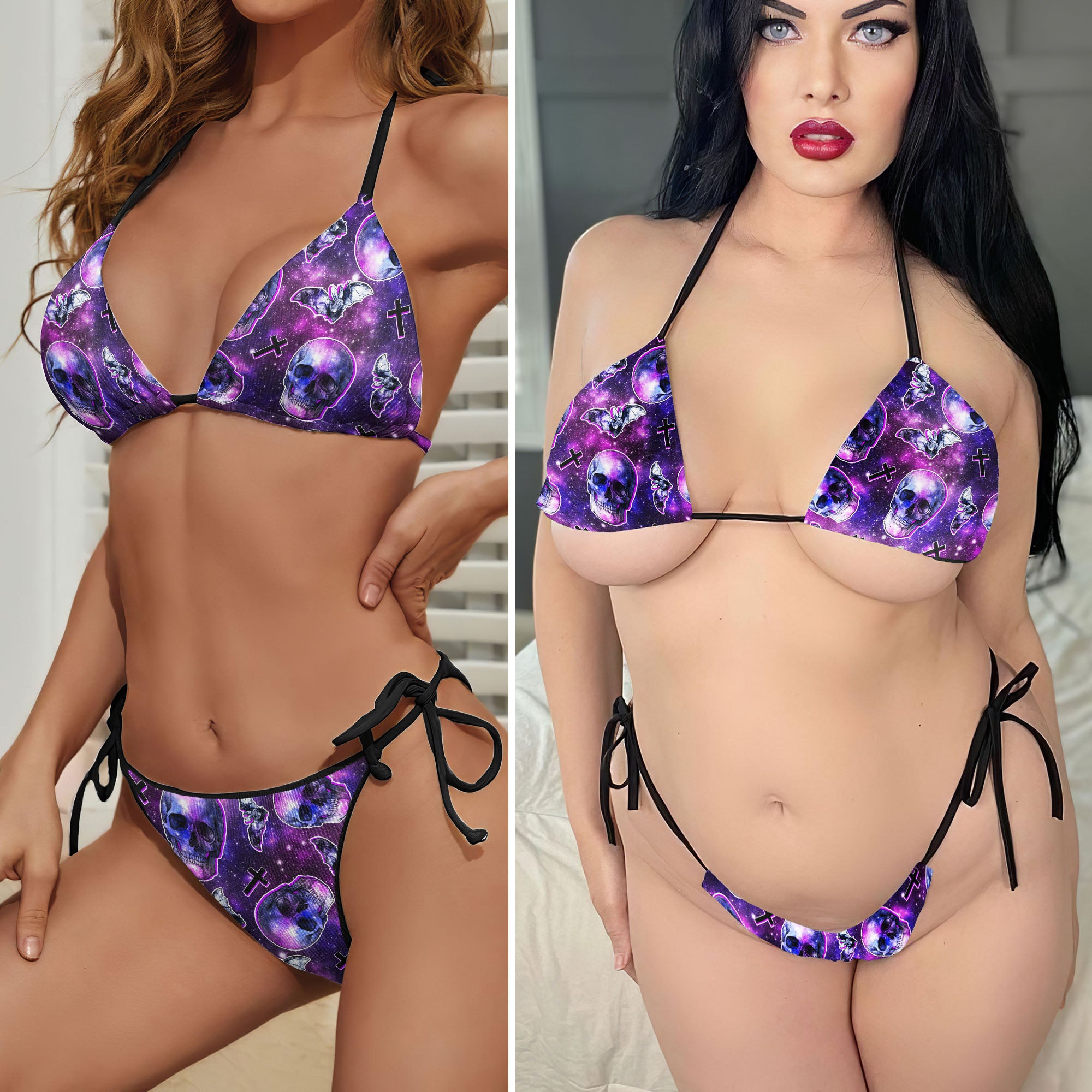 Galaxy Skull Art Micro Triangle Bikini Swimsuit - Wonder Skull