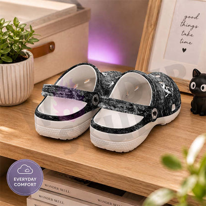 Wonder Skull Lightweight Clog Sandals are designed for all-day comfort. Featuring breathable ventilation holes, a cushioned footbed, and a pivoting heel strap, these versatile unisex clogs are perfect for use at home, outdoors, or at work — whatever your profession may be.