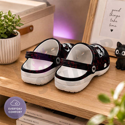 Wonder Skull Lightweight Clog Sandals are designed for all-day comfort. Featuring breathable ventilation holes, a cushioned footbed, and a pivoting heel strap, these versatile unisex clogs are perfect for use at home, outdoors, or at work — whatever your profession may be.