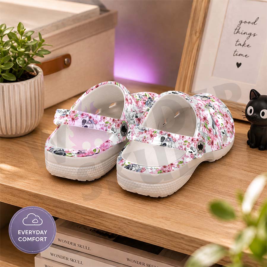 Wonder Skull Lightweight Clog Sandals are designed for all-day comfort. Featuring breathable ventilation holes, a cushioned footbed, and a pivoting heel strap, these versatile unisex clogs are perfect for use at home, outdoors, or at work — whatever your profession may be.