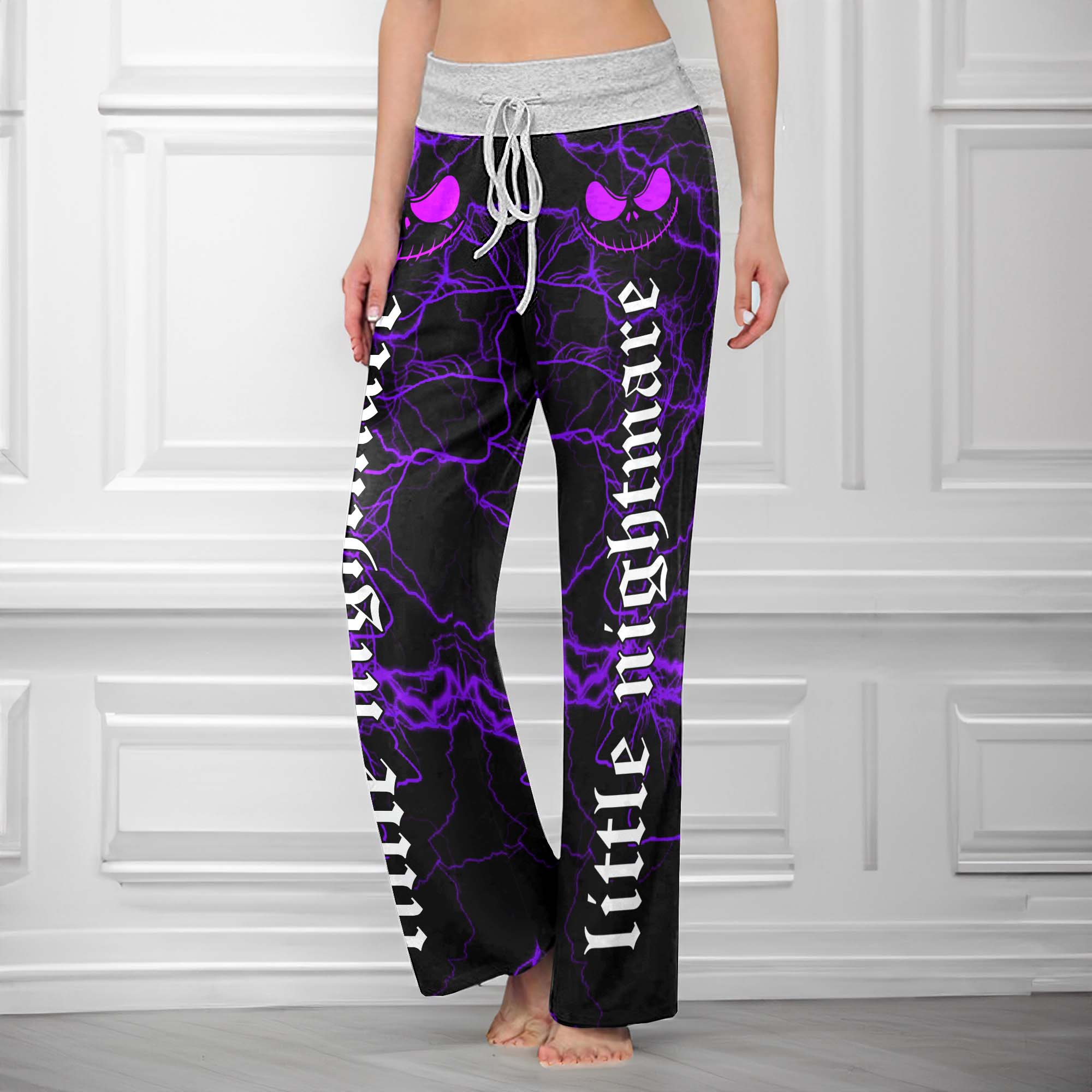 Purple Skull Smoke Gothic Women's High-waisted Wide Leg Pants