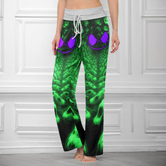 Infinite Neon Skull Art Women's High-waisted Wide Leg Pants