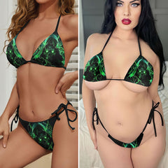 Green Thunder Grim Reaper Micro Triangle Bikini Swimsuit - Wonder Skull