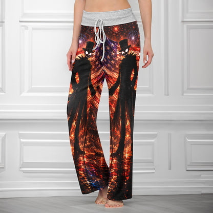 Gothic American Pride Art Women's High-waisted Wide Leg Pants