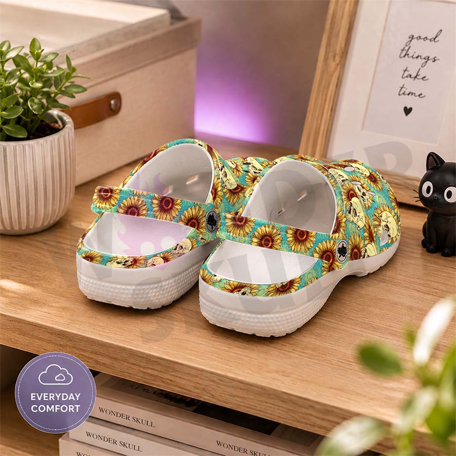 Wonder Skull Lightweight Clog Sandals are designed for all-day comfort. Featuring breathable ventilation holes, a cushioned footbed, and a pivoting heel strap, these versatile unisex clogs are perfect for use at home, outdoors, or at work — whatever your profession may be.