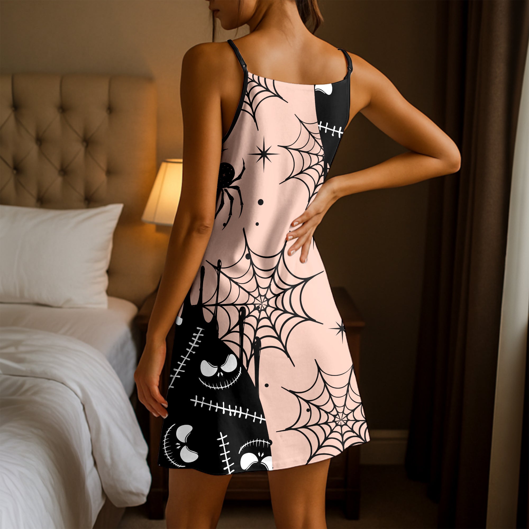 Pastel Spider Skull Short Cami Dress