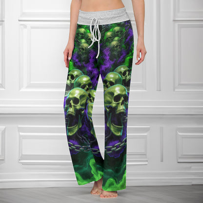 Soulbound Smoke Skull Women's High-waisted Wide Leg Pants