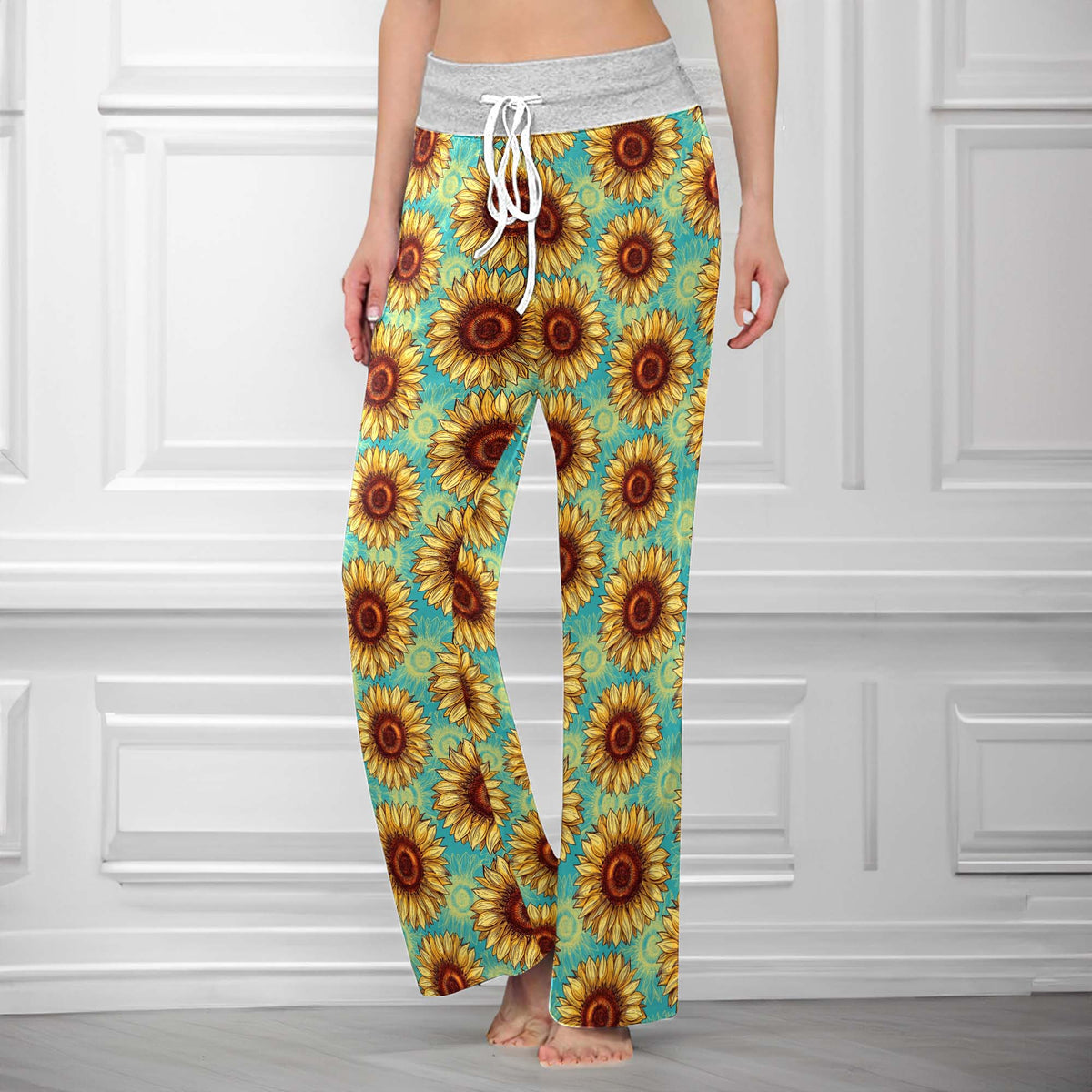 Gothic Summer Sunflower Women's High-waisted Wide Leg Pants