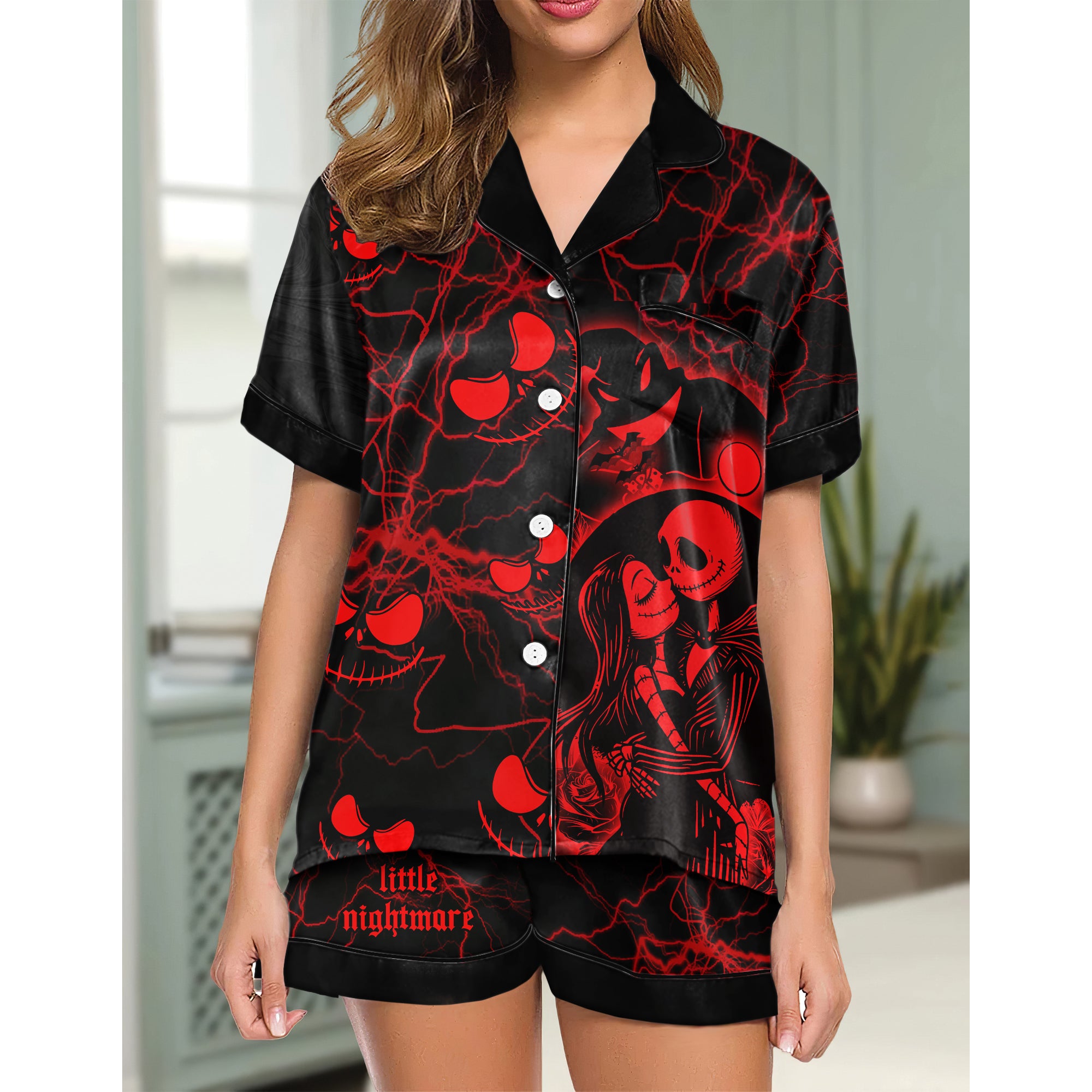 Red Thunder Art Women's Pajama Sets Top Sleeve & Short Bottom