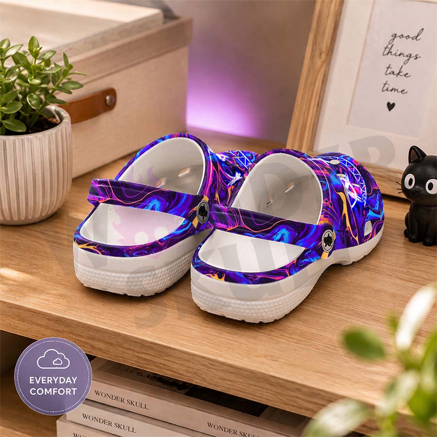 Wonder Skull Lightweight Clog Sandals are designed for all-day comfort. Featuring breathable ventilation holes, a cushioned footbed, and a pivoting heel strap, these versatile unisex clogs are perfect for use at home, outdoors, or at work — whatever your profession may be.