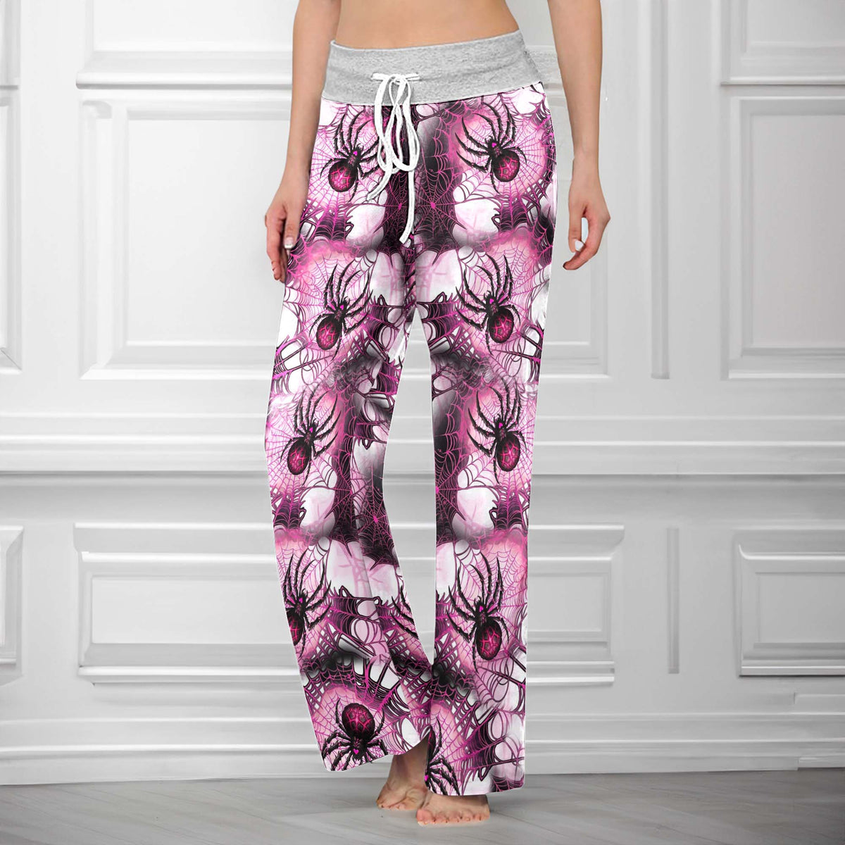 Pink Web Spiderverse Women's High-waisted Wide Leg Pants