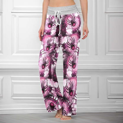 Pink Web Spiderverse Women's High-waisted Wide Leg Pants