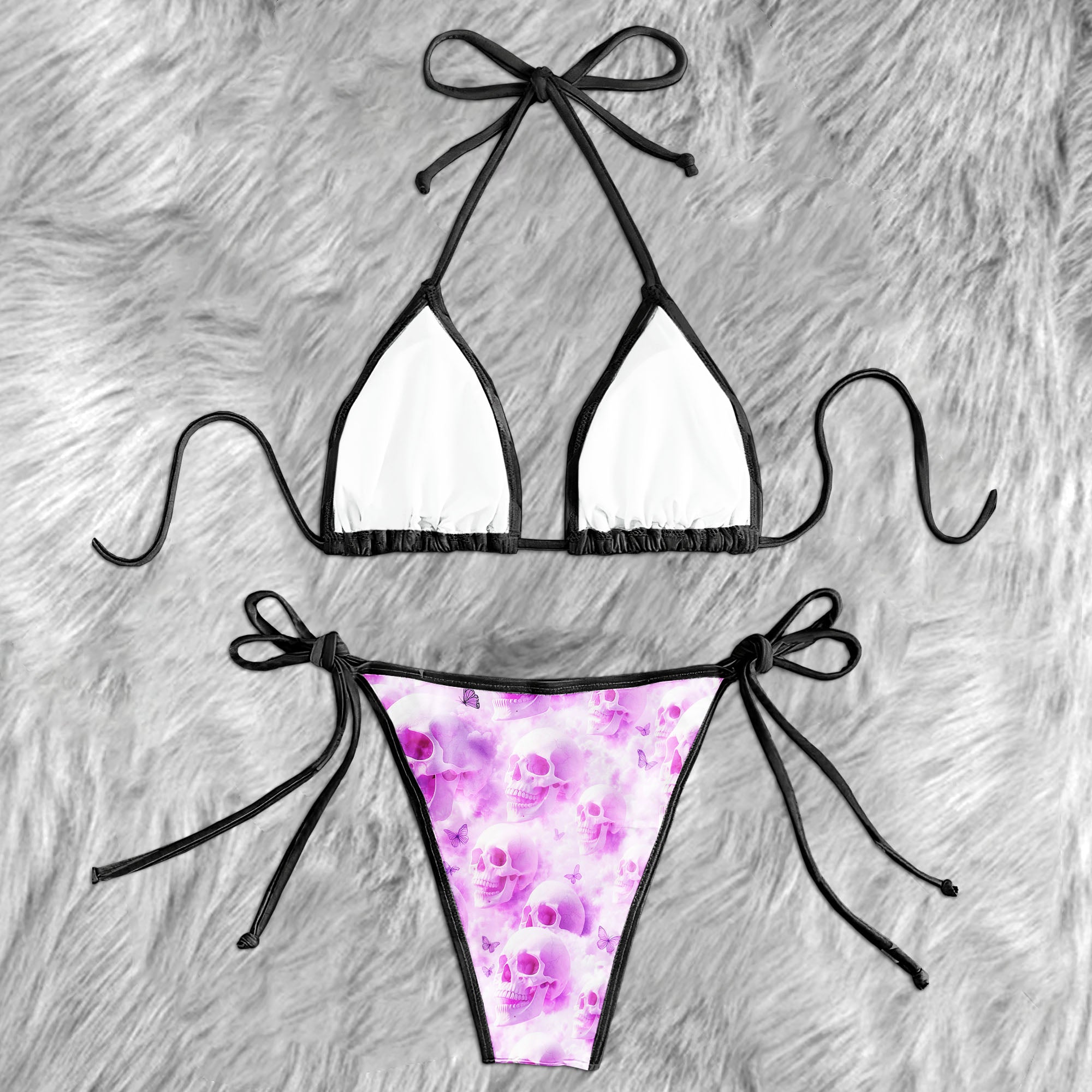 Pink Dream Skull Butterfly Micro Triangle Bikini Swimsuit