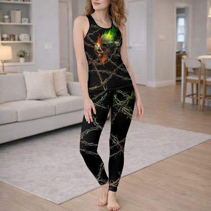Barbed Skulls Art Tanktop and Leggings