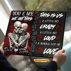 You Me US - Custom Personalized Names Gothic Skull And Roses Canvas