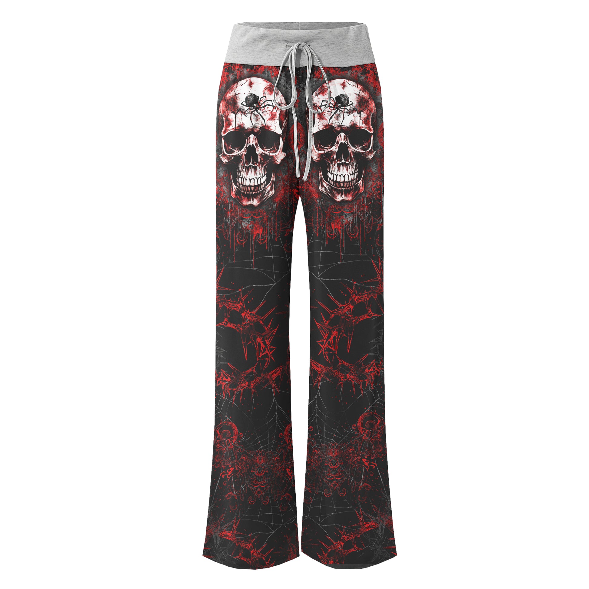 Dark Skull Horror Gothic Women's High-waisted Wide Leg Pants | Wonder Skull