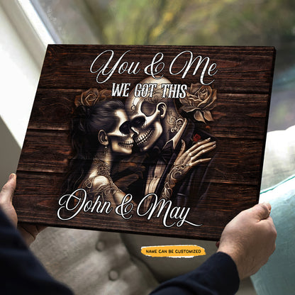 You Me Got US - Custom Personalized Names Gothic Skull And Roses Canvas