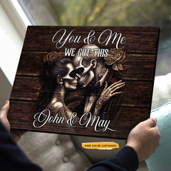 You Me Got US - Custom Personalized Names Gothic Skull And Roses Canvas